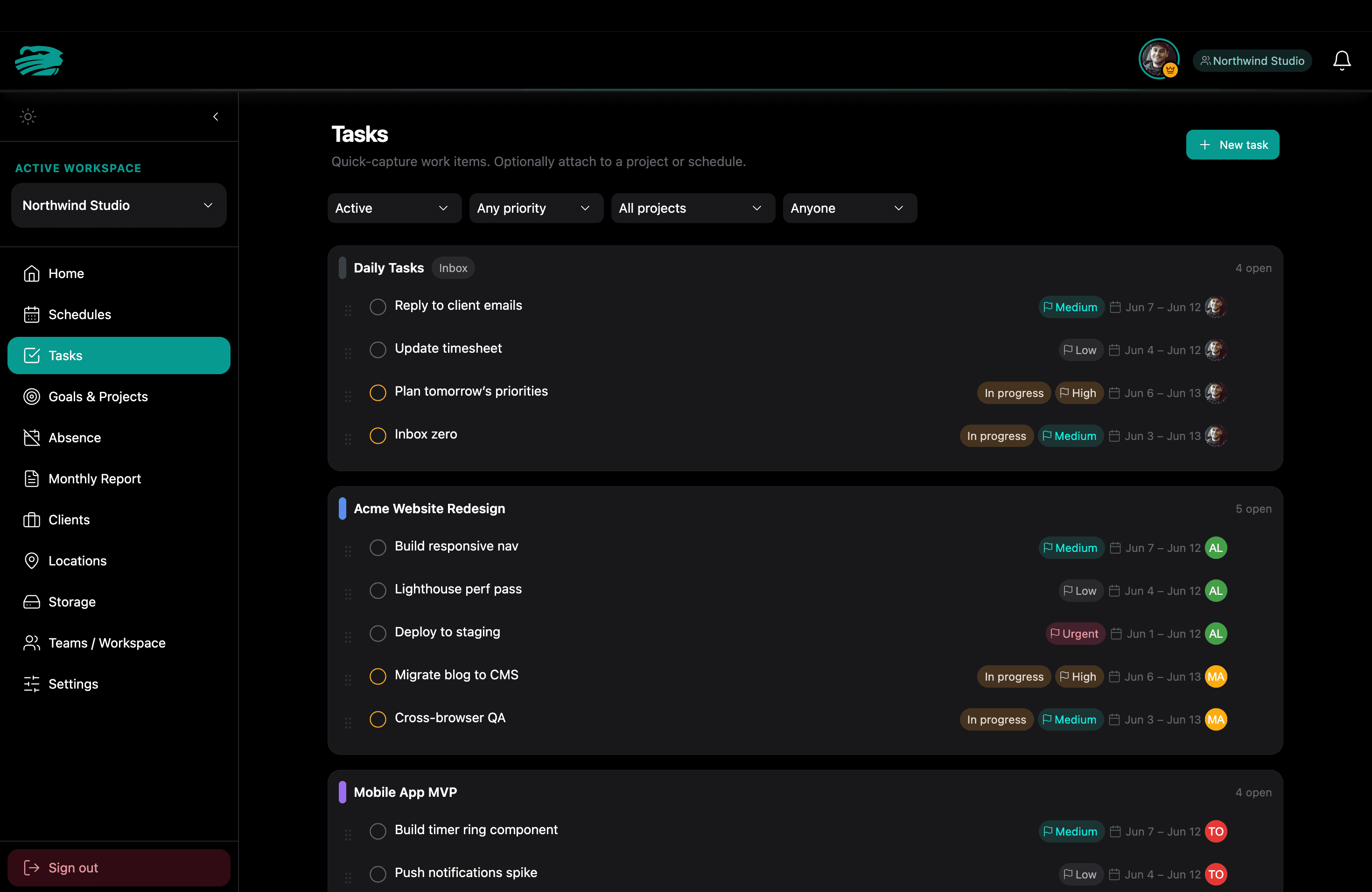 Clock-M tasks page