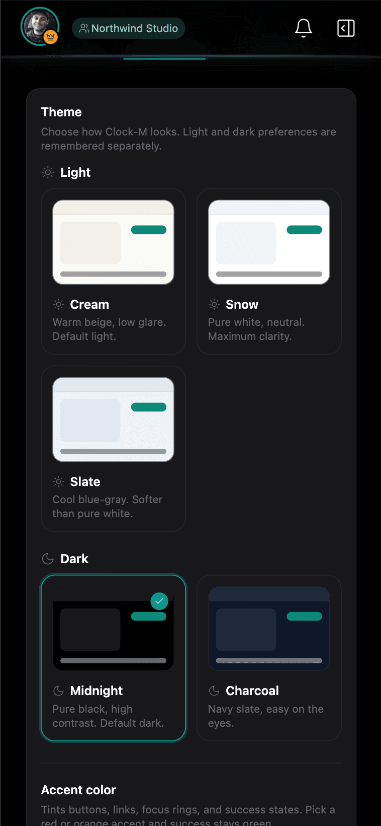 Clock-M appearance settings