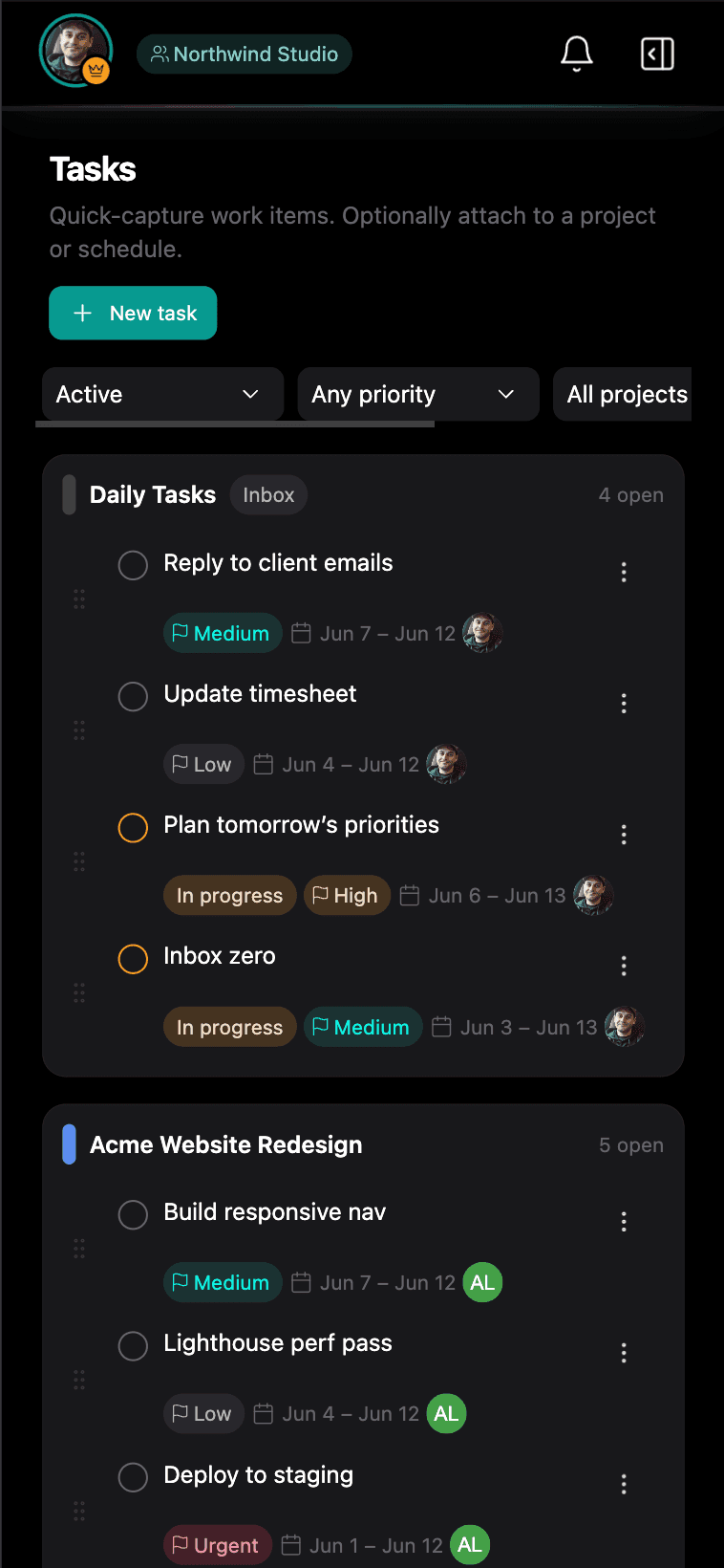 Clock-M tasks page